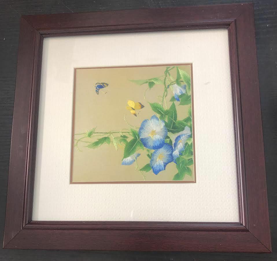 CHINESE EMBROIDERY FRAMED BUTTERFLY