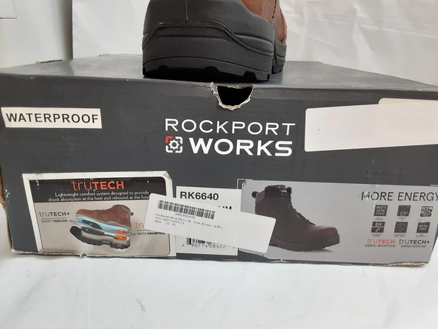 Rockport Work 'More Energy' RK6640. 6" Boots, Waterproof, Brown, 14 Medium-MEN