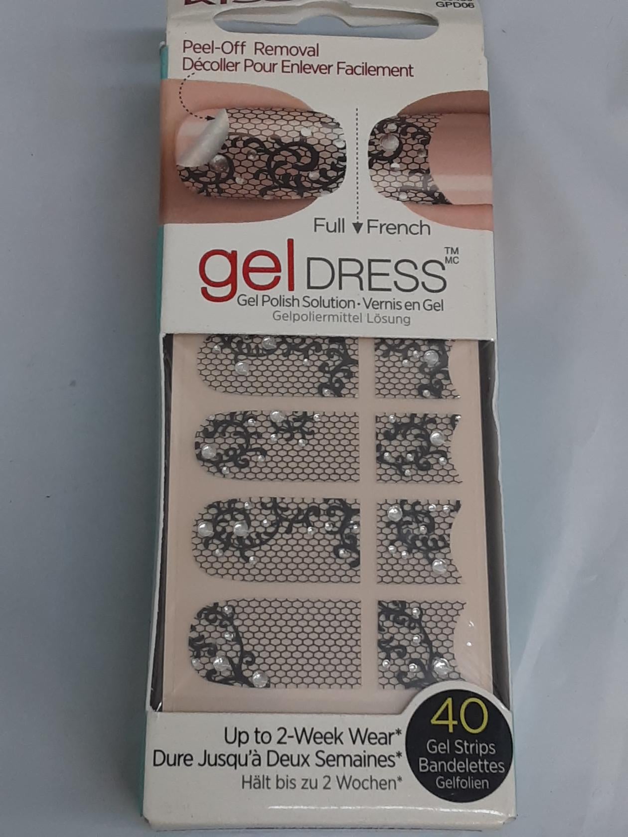 Kiss 60460-After Midnight 40 ct 20 full/ french Gel Strips 1 pack- black (new)