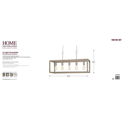 Home Decorators Collection 7965HDCDI Boswell Quarter 5-Light Brushed Nickel Island Chandelier Weathered Wood Accents