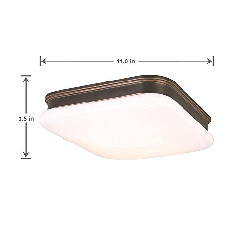 Hampton Bay 11-inch Square Oil Rubbed Bronze LED Flushmount Light Fixture 2700K