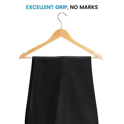 High-Grade Wooden Suit Hangers (20 Pack) - Smooth Finish Solid Wood Coat Hanger