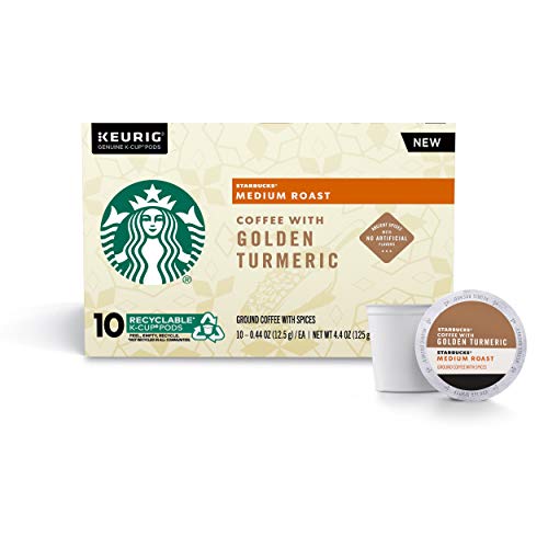Starbucks Medium Roast K-Cup Coffee Pods with Golden Turmeric for Keurig Brewers 6 boxes (60 pods total)
