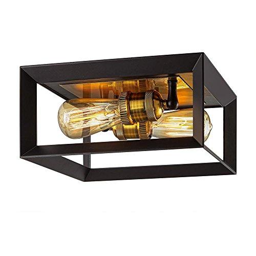 Home Decorators Collection HD-1550-I 2-Light Matte Black Frame Flushmount Lights