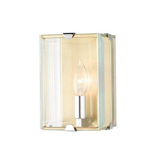 Fifth and Main Lighting Brenton 1-Light Champagne Silver Sconce with Beveled G..