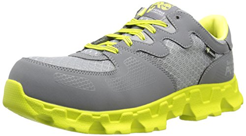 Timberland PRO Women's Powertrain Alloy Toe EH W Industrial Shoe,Grey/High Vis Green Microfiber,6.5 W US