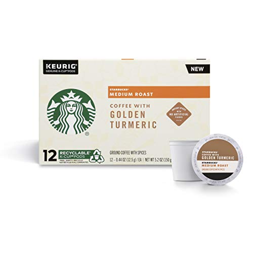 Starbucks Medium Roast K-Cup Coffee Pods with Golden Turmeric for Keurig Brewers 4 boxes (48 pods total)