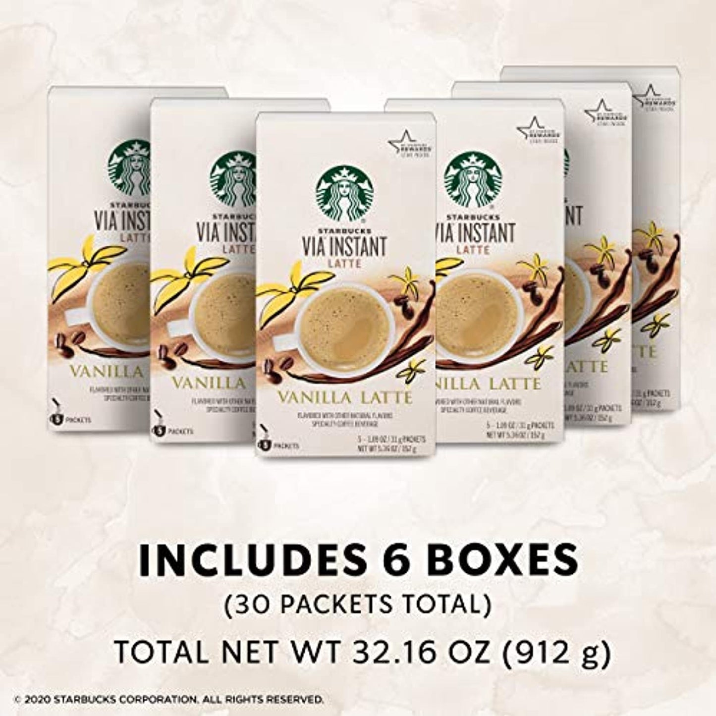12 Boxes Starbucks VIA Instant Latte Vanilla 5 Packets Each 60 Total BBD 1/2021