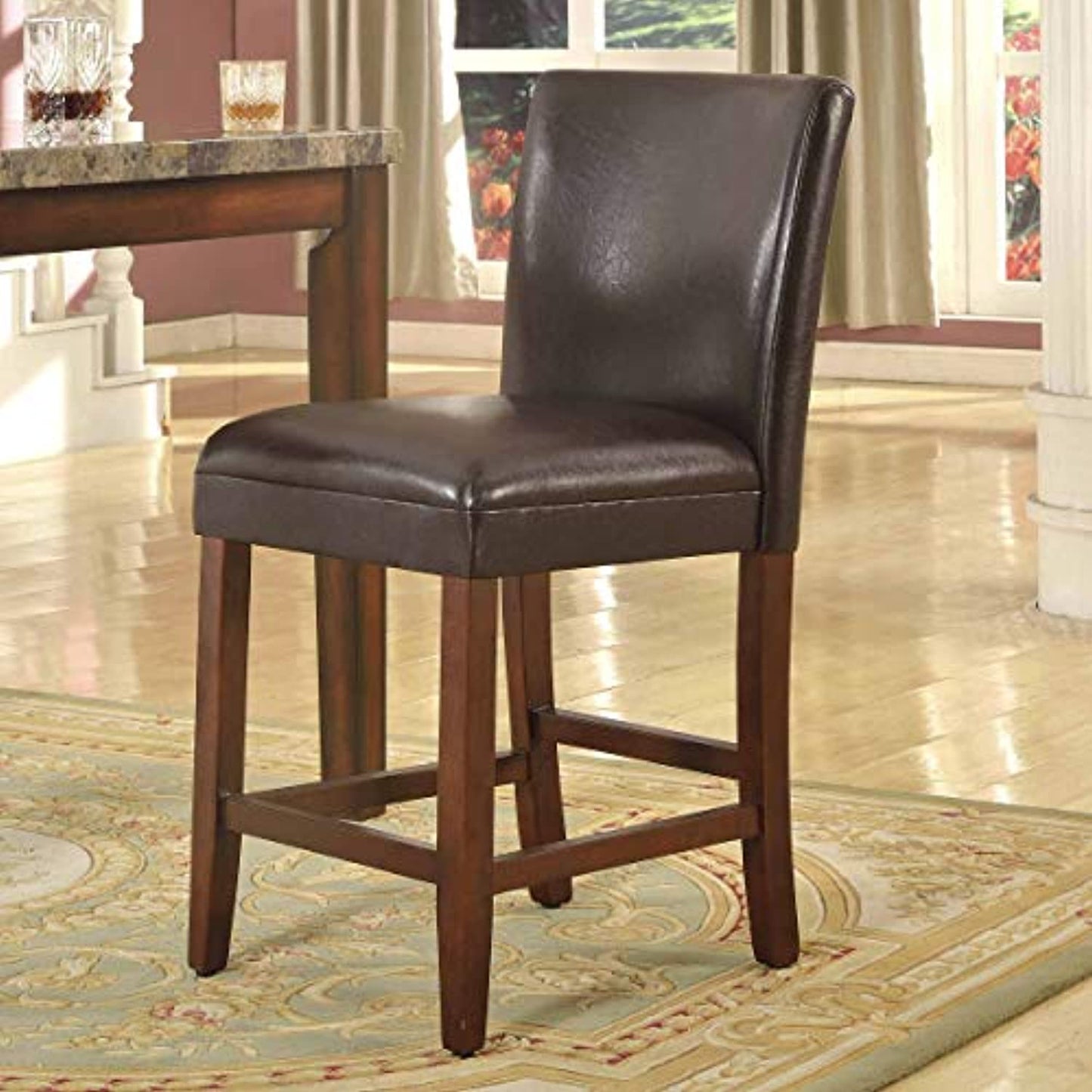 HomePop 24" Luxury Brown Faux Leather BARSTOOL -NEW /OPEN BOX-