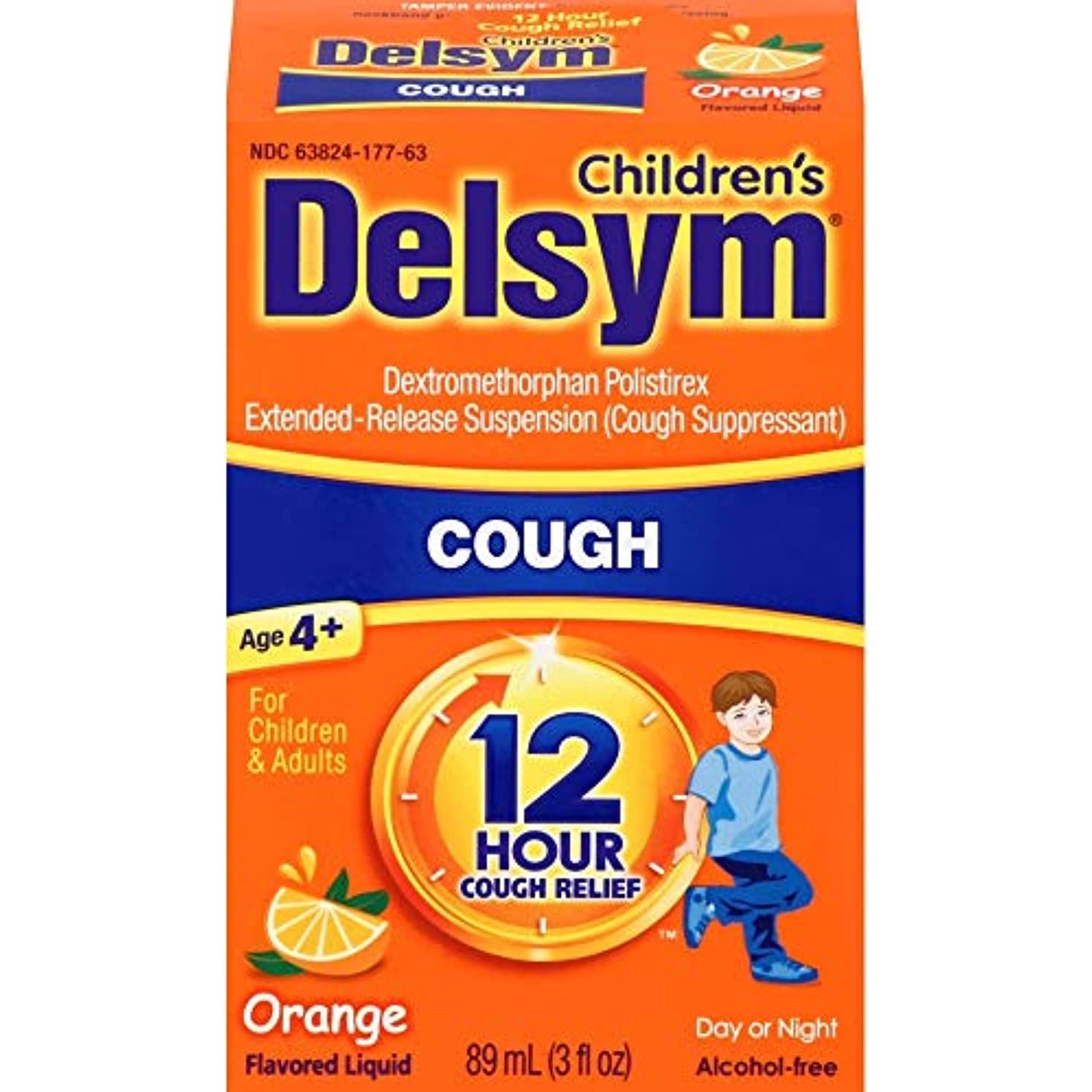 16 PACK Delsym Children's 12 Hr Cough Relief Liquid, Orange, 3oz Exp 8/2022