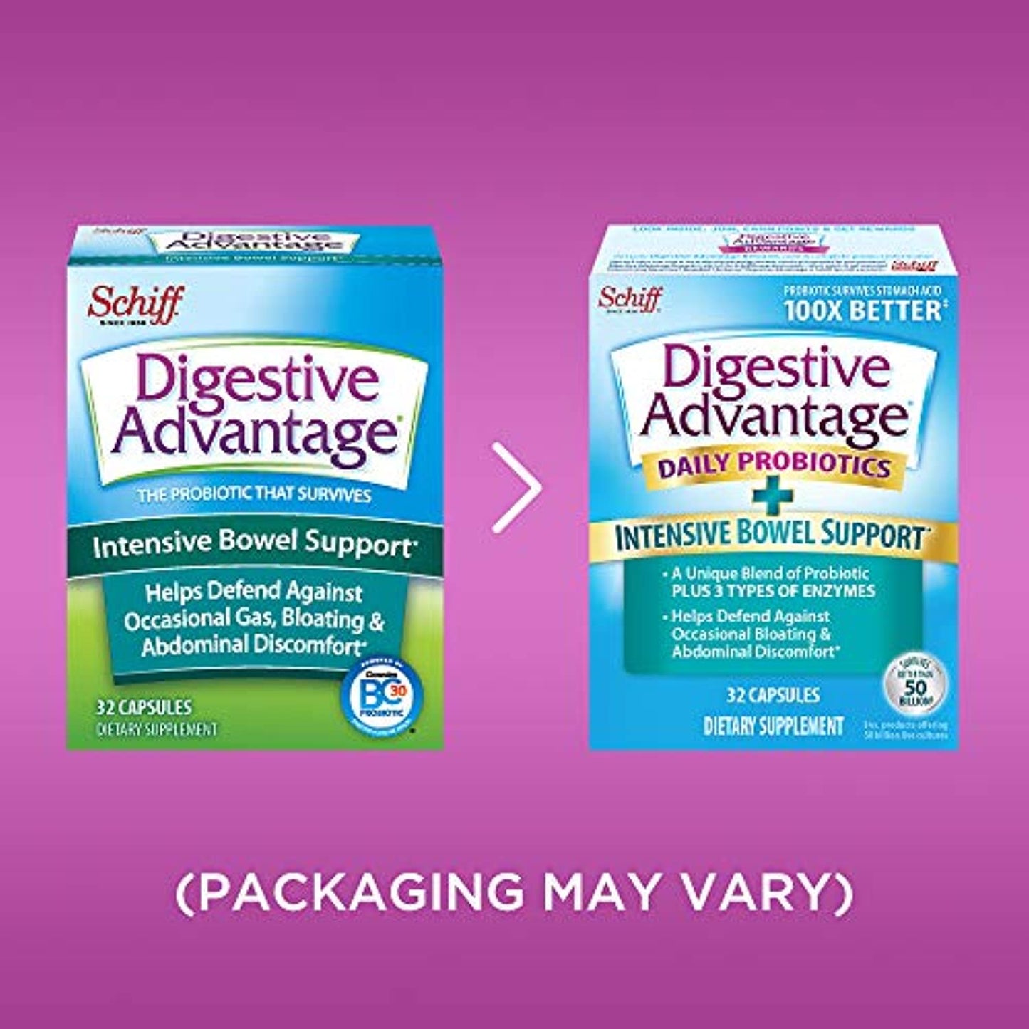 Digestive Advantage Intensive Bowel Support, 32 Capsules ( Pack of 4)