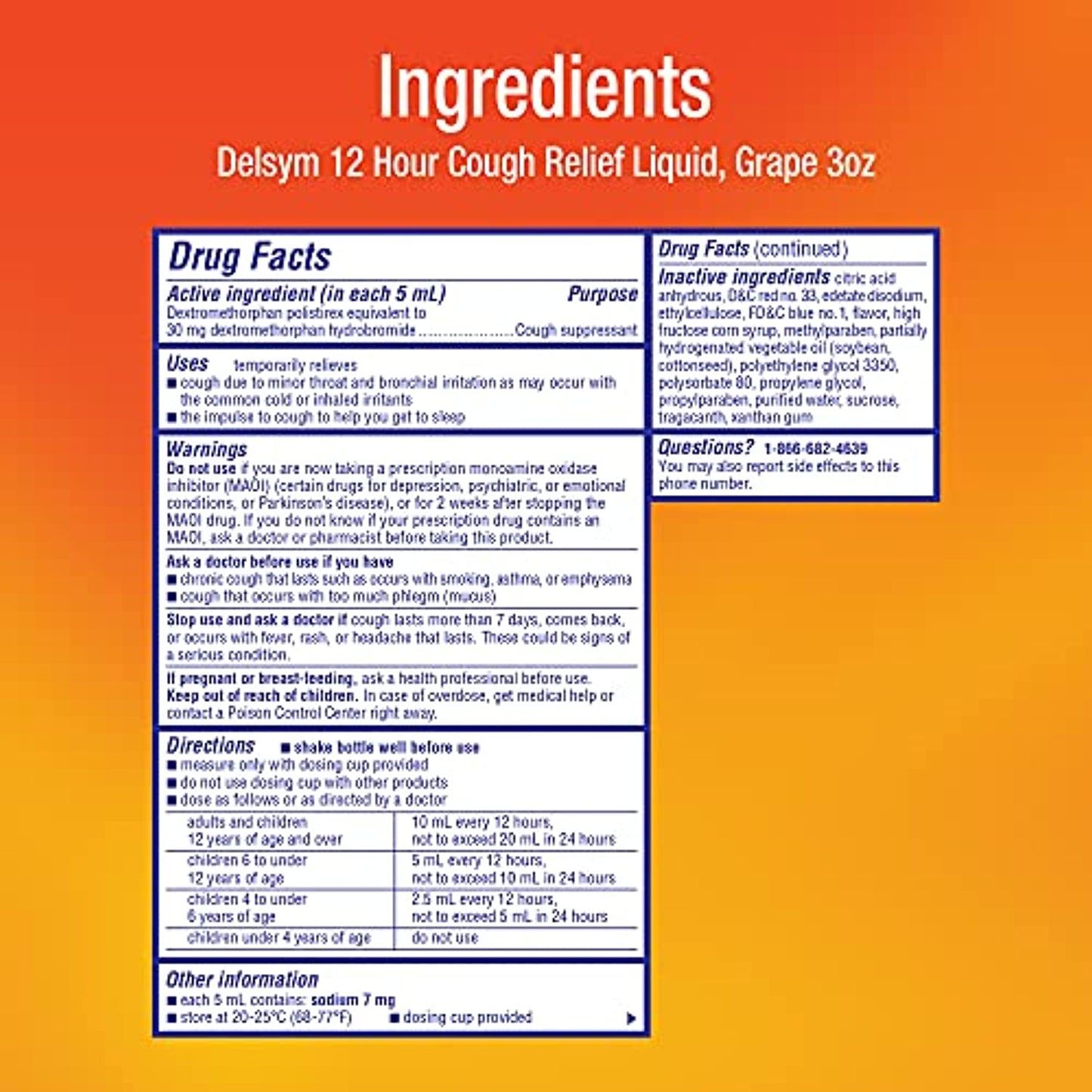 Delsym Adult 12 Hour Grape Cough Syrup, 3 Fl Oz (Pack of 2)