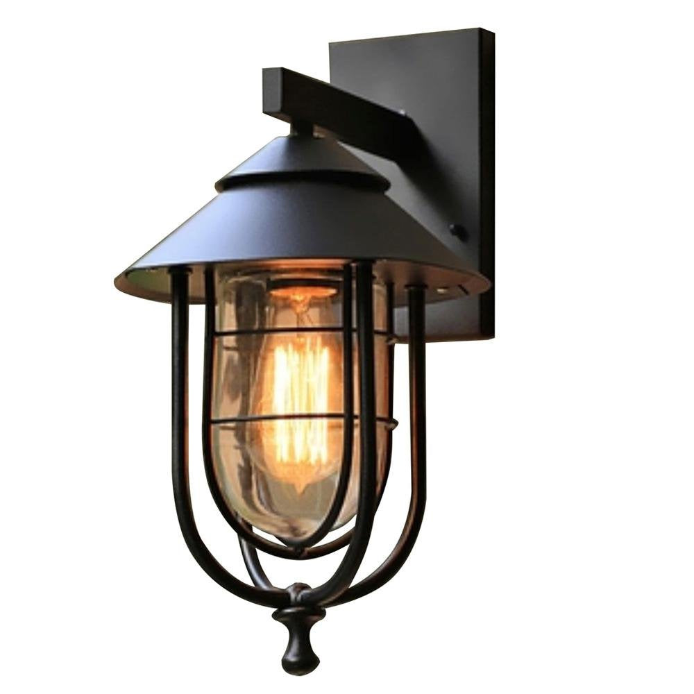 Home Decorators Collection 17547 1-Light Sand Black Small Outdoor Wall Mount Sconce