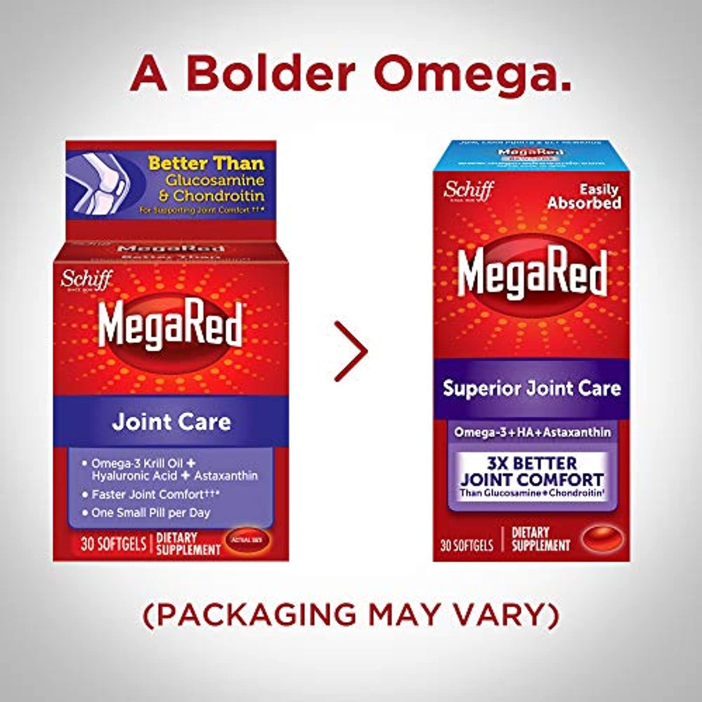 Omega-3 Krill Oil and Joint Supplement 353mg, Megared Joint Care Softgels (30 Count In A Bottle) - EPA/DHA fatty acids, Antioxidants, Hyaluronic acid, No fishy burp aftertaste as with Fish Oil (Pack of 1)