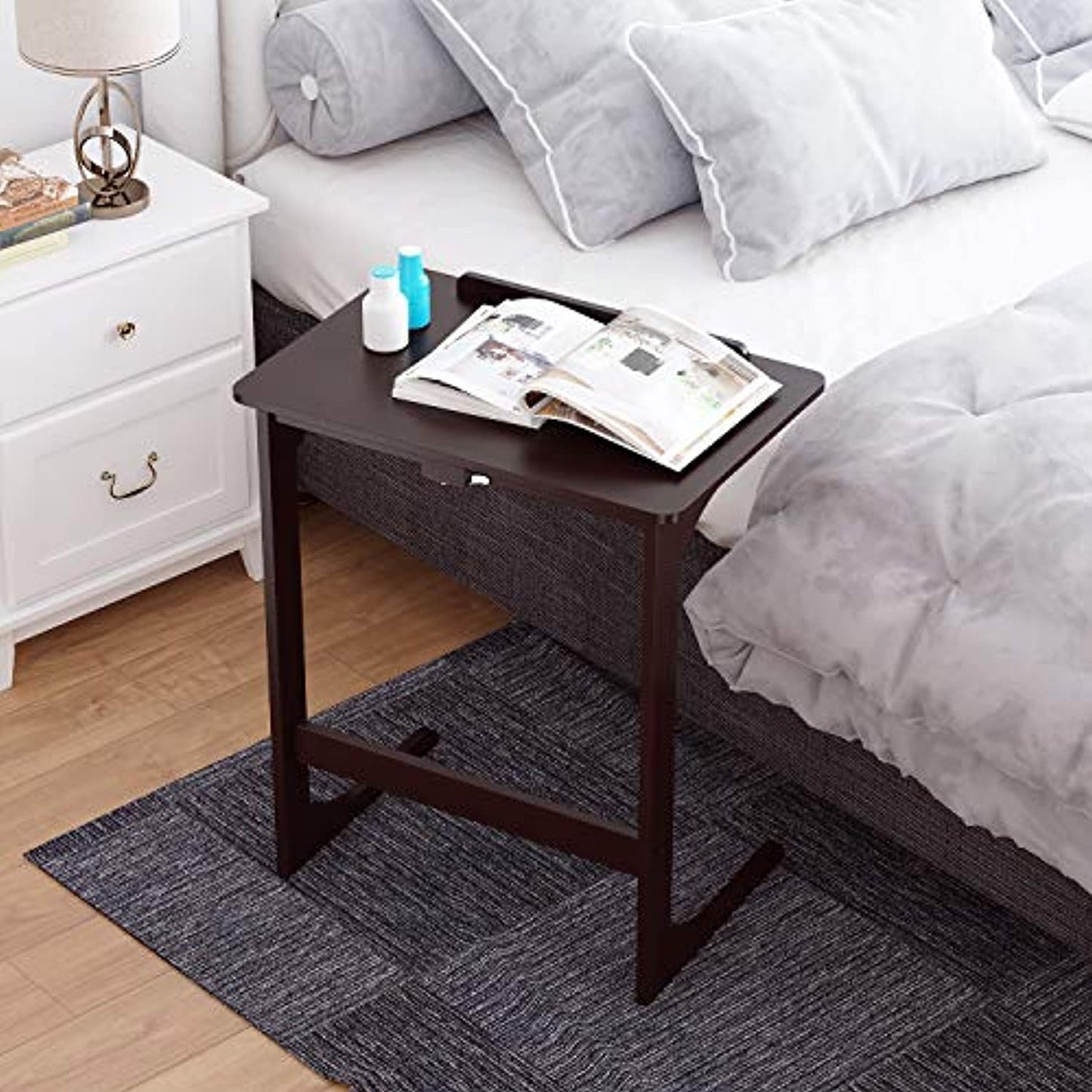 HOMFA Bamboo Adjustable Sofa Side TV Tray (MISSING PARTS/SCREWS) USED