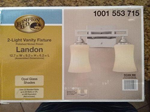 Hampton Bay Larson 2-Light Polished Nickel Vanity Light with Dual Bar and Frosted Glass Shades