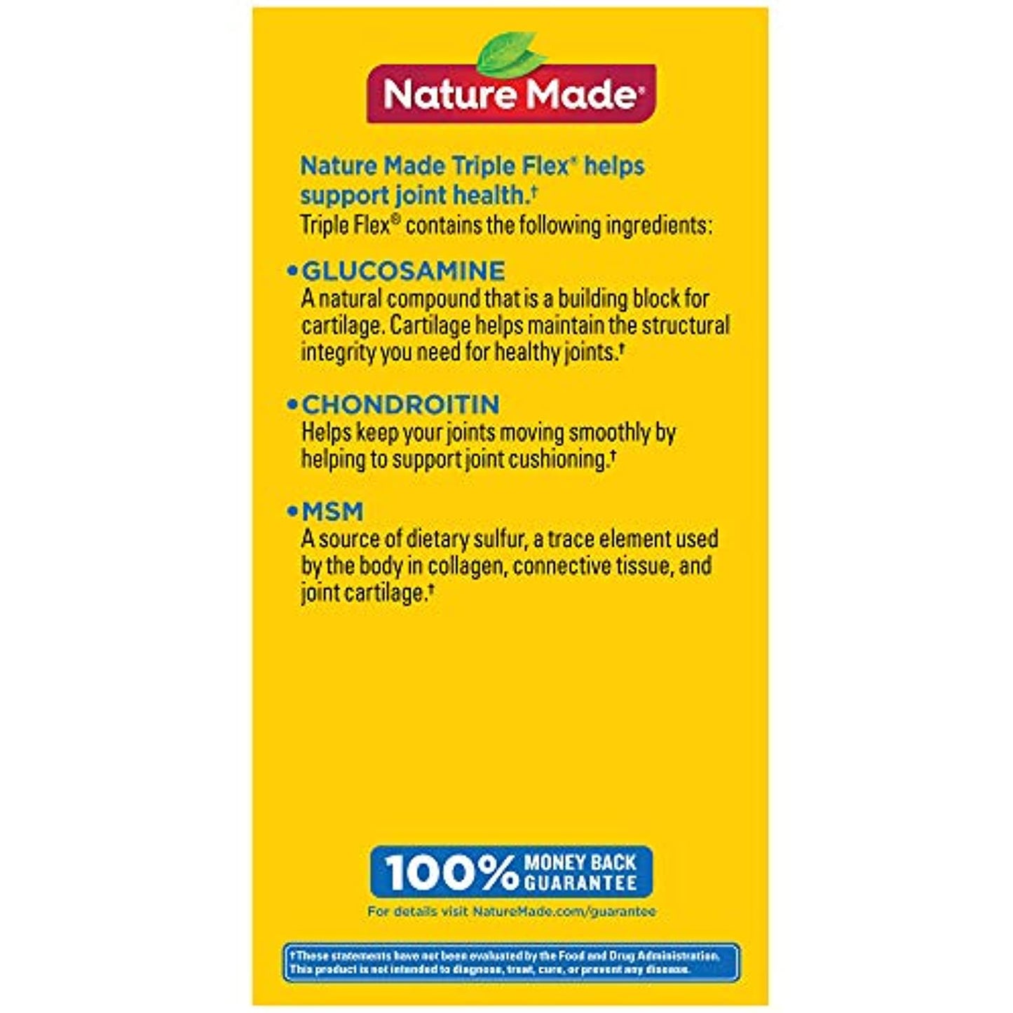 Nature Made Triple Flex Triple Strength Caplets, 120 Count for Joint Support