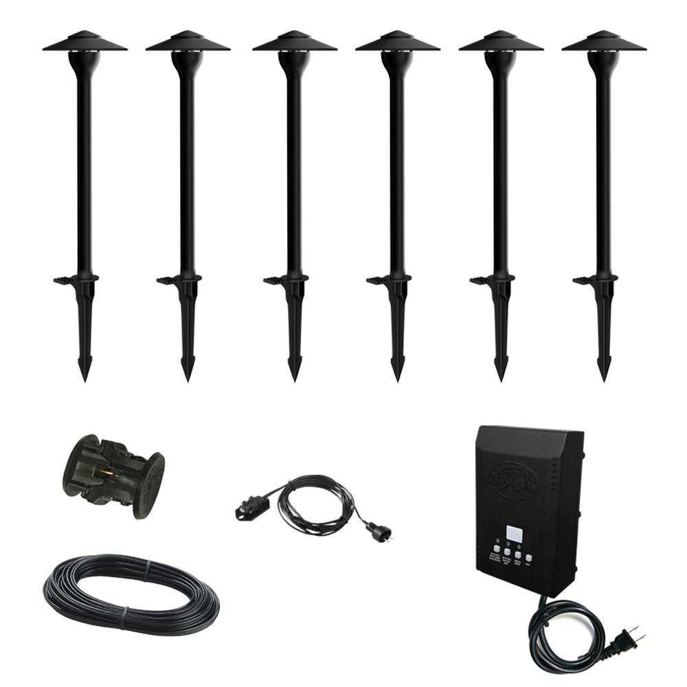 Hampton Bay DL10103BKS Low-Voltage 10-Watt Integrated LED Outdoor Black Landscape Path Light Kit (6-
