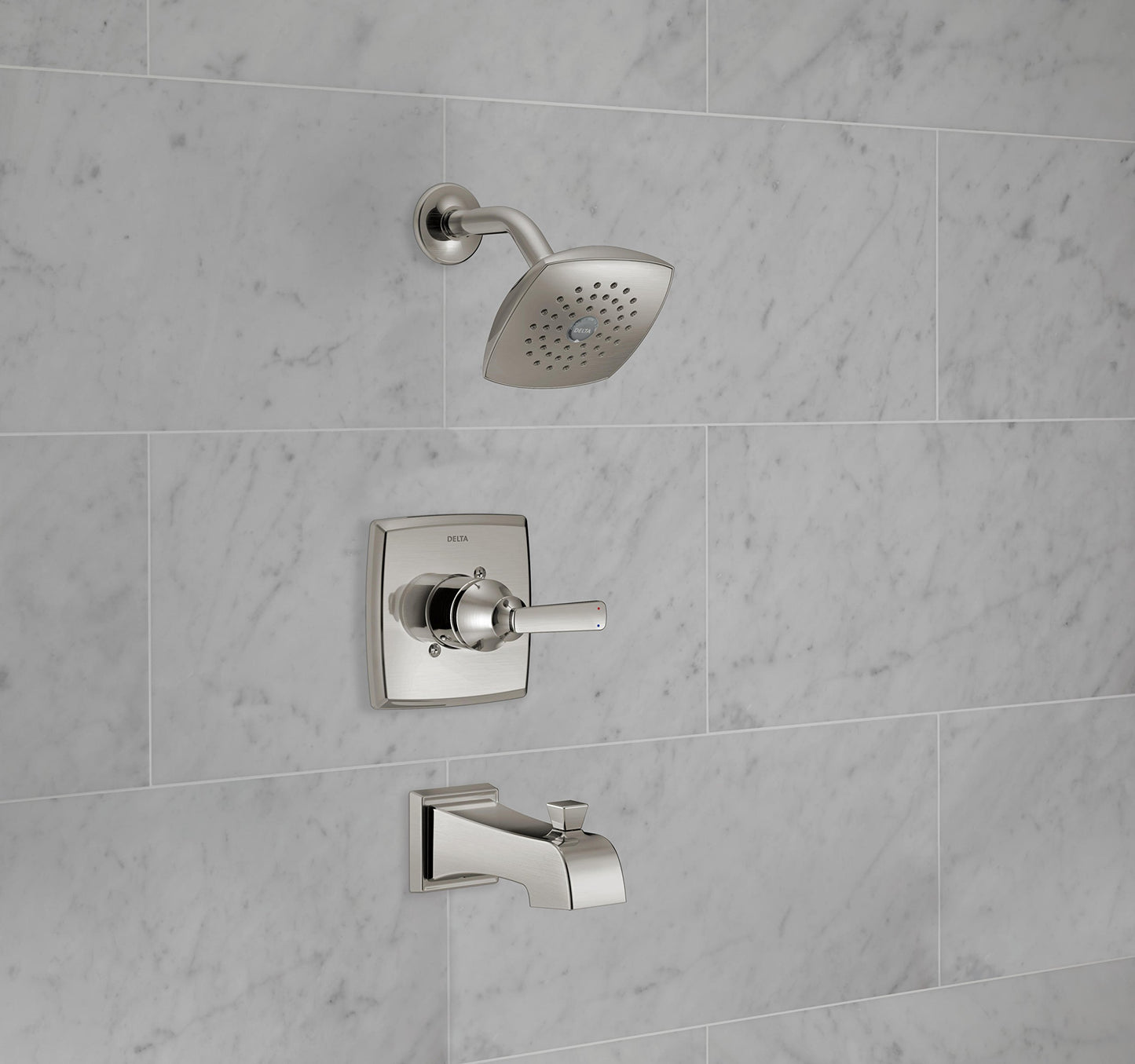 Delta Faucet Ashlyn 14 Series Single-Function Tub and Shower Trim Kit with Single-Spray Touch-Clean Shower Head, Stainless T14464-SS (Valve Not Included)