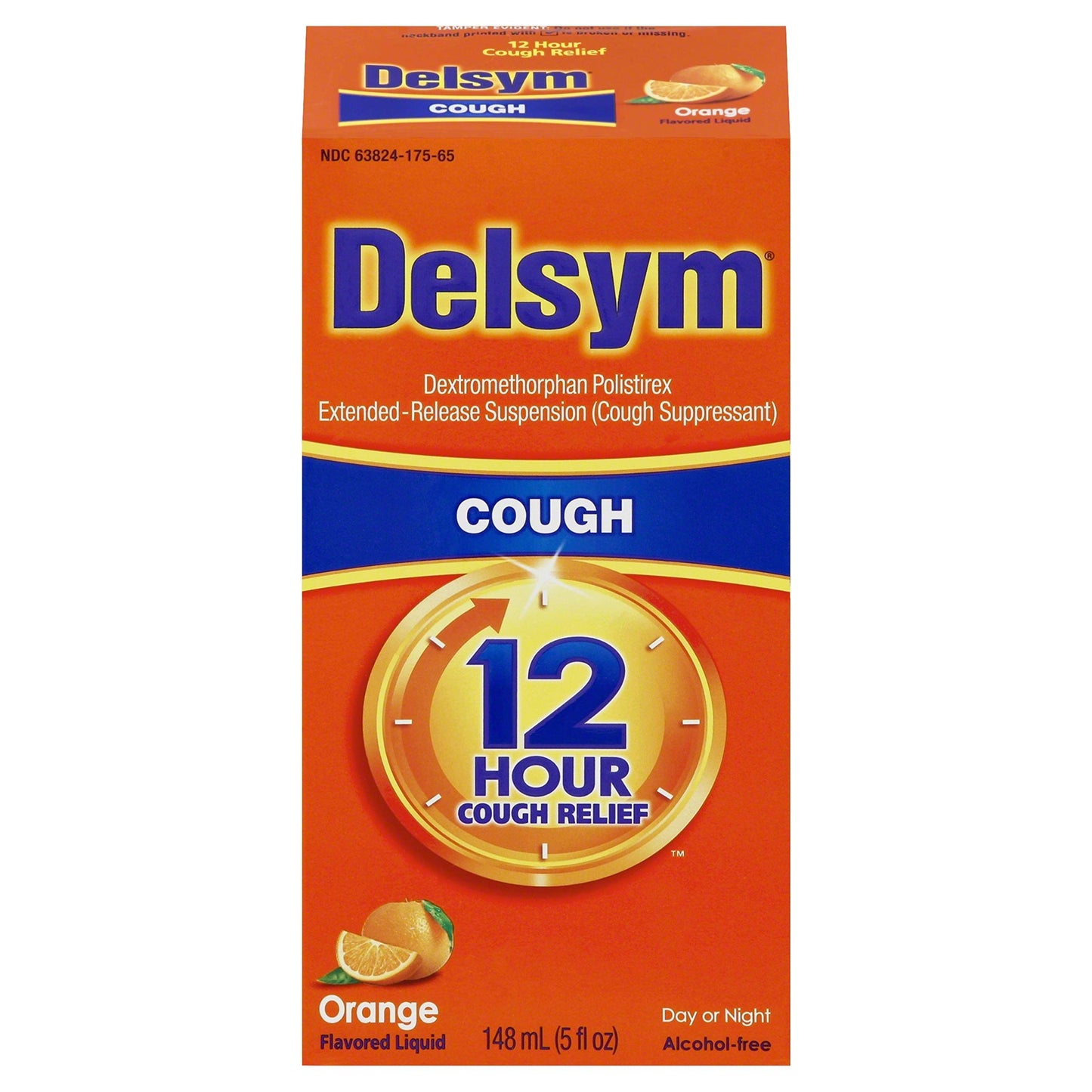 Delsym Adult 12 Hr Cough Relief Liquid, Orange, 5oz EXP 6/2023 NO BOX