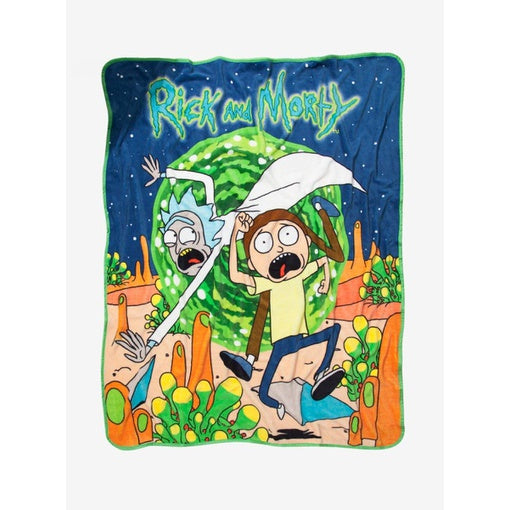 Hot Topic 11088753 Rick And Morty Run Plush Throw Blanket