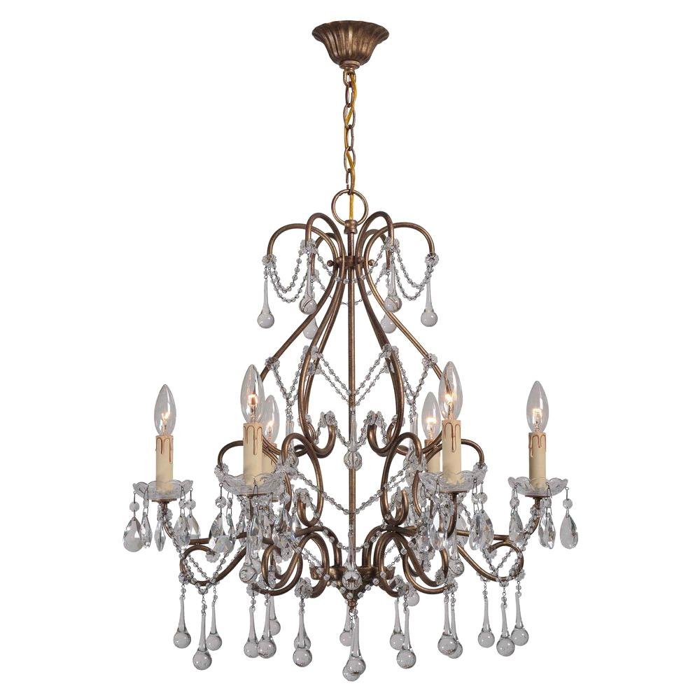 World Imports Grace Collection 6-Light Antique Gold Indoor Chandelier