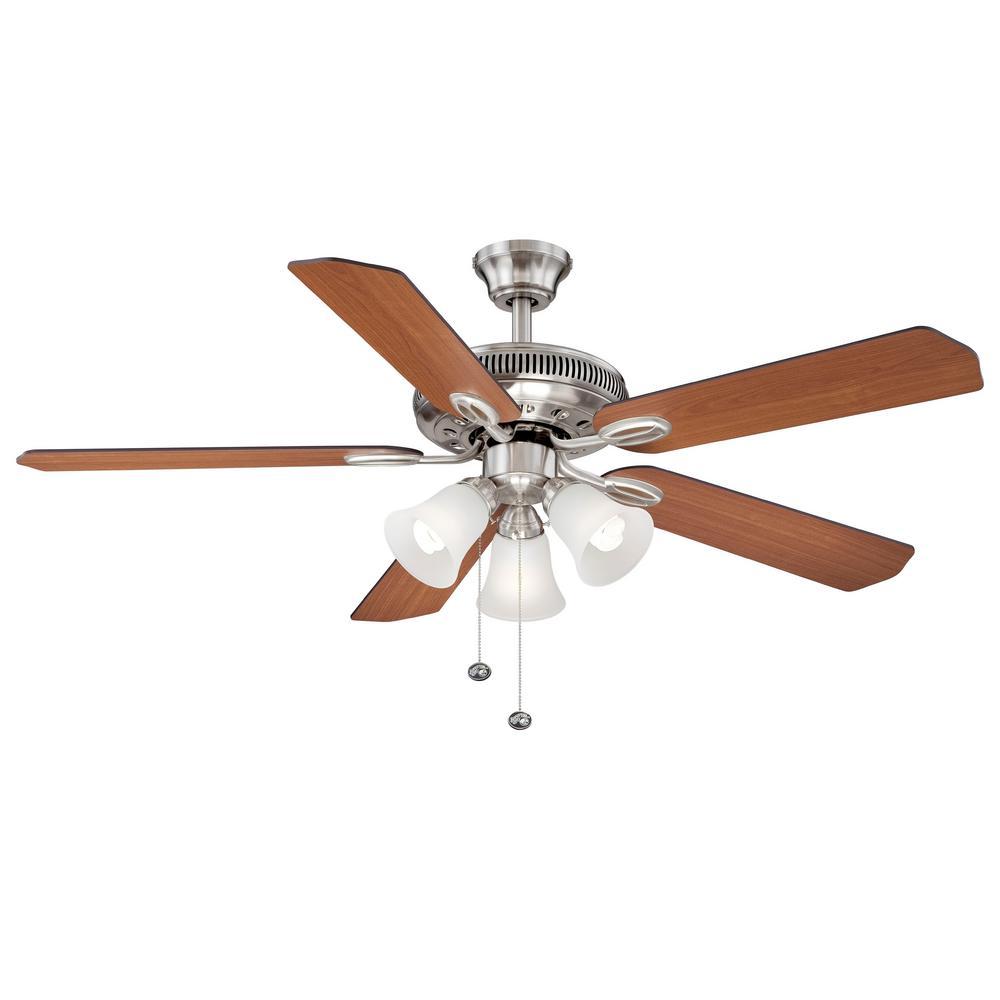 Hampton Bay Glendale II 52 in. LED Brushed Nickel Ceiling Fan