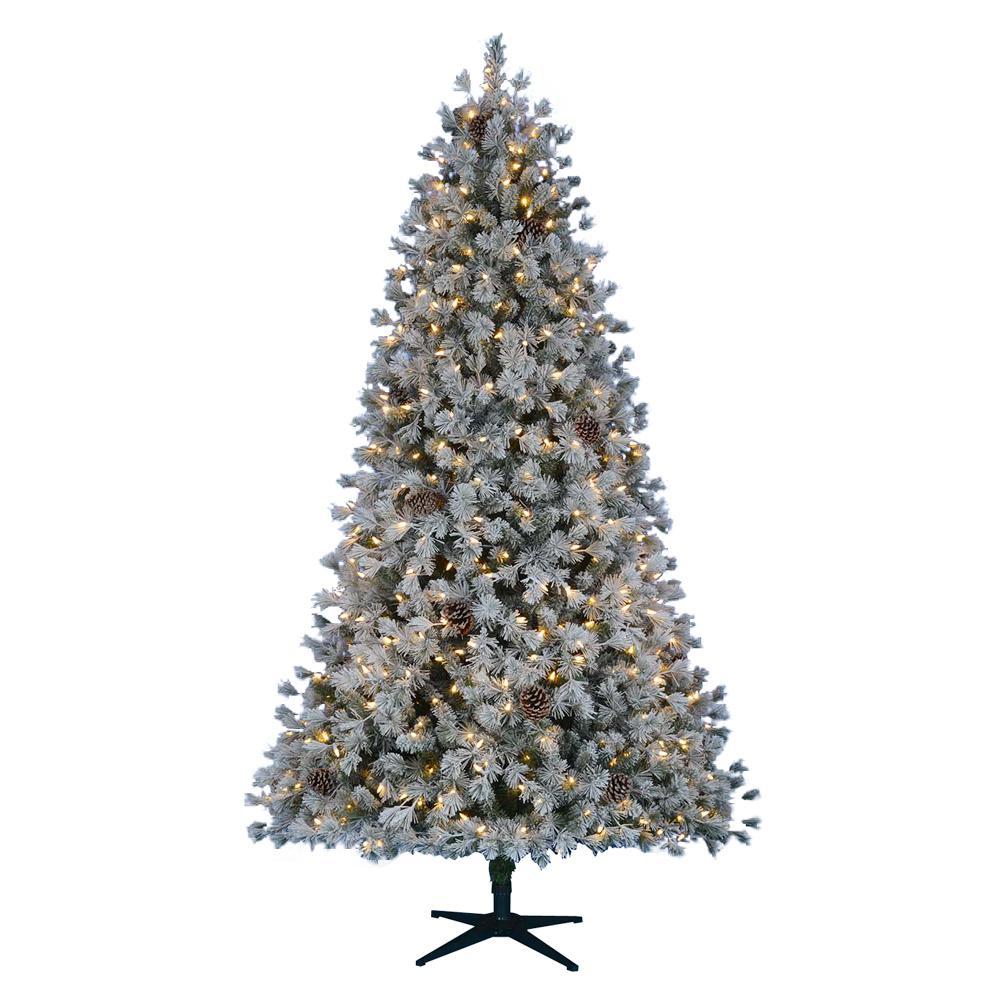 Home Accents Holiday 7.5 ft. Pre-Lit LED Flocked Lexington Pine Artificial Christmas Tree with 500 Warm White Lights