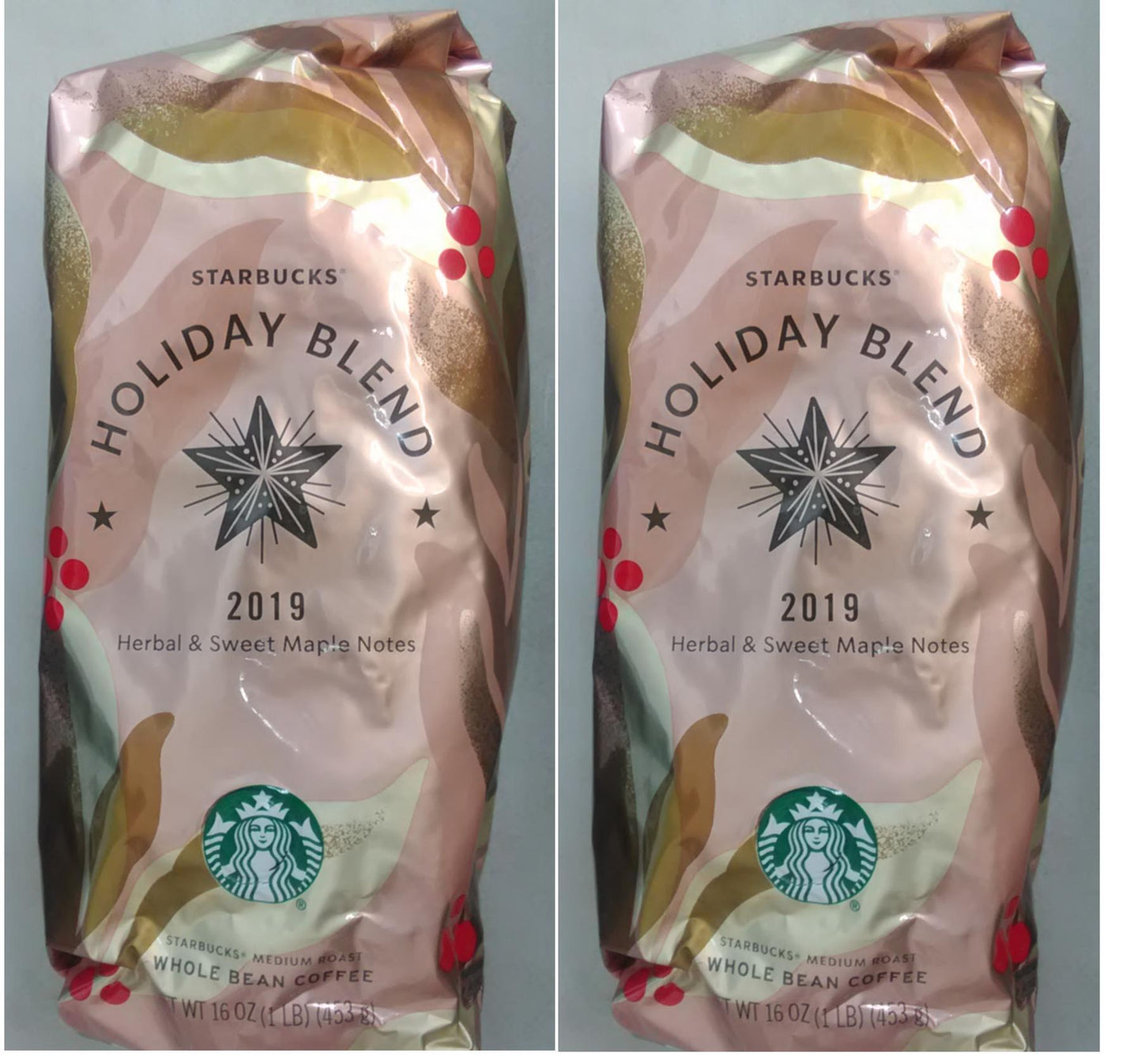Starbucks 2019 Holiday Blend Coffee Whole Bean - 1Lb bags **LOT of 2 BB 4/2020