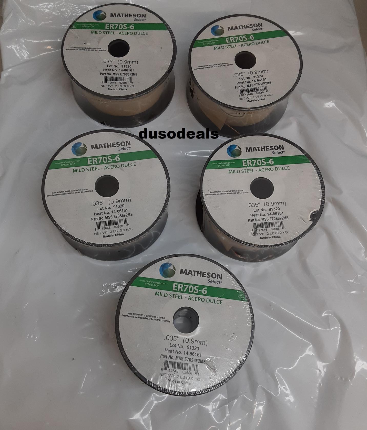 Steel Weld Wire - Mild Steel- Acero Dulce, ER70S-6, Lot of 5 = 10lbs