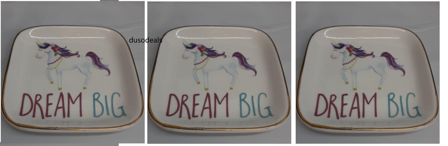 DreamBig Unicorn, jewelry Dish, by Myxx 5974ce, **Lot of 3**
