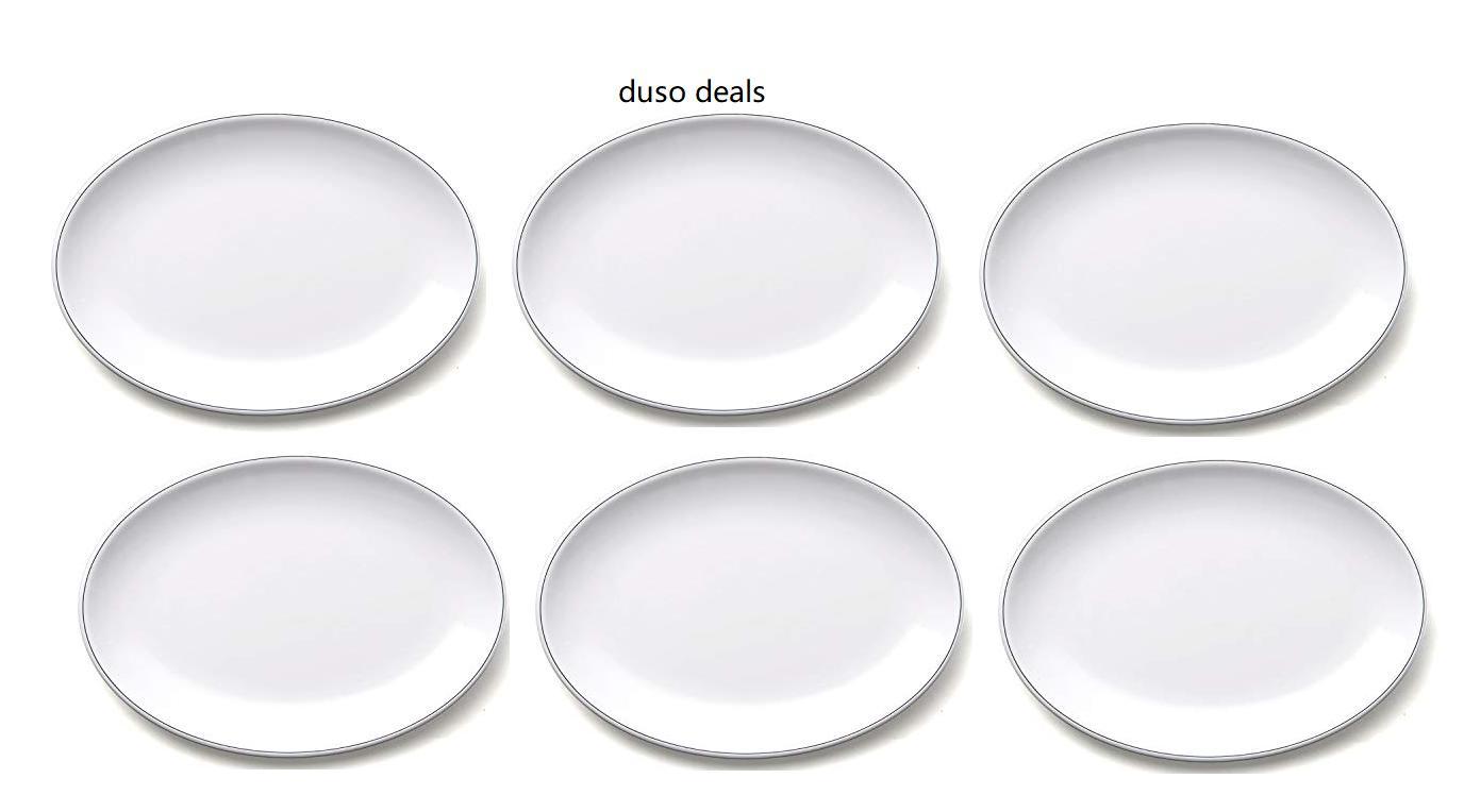 Elite Global Solutions Oval Plate, D2211L-W White w/Black Trim (Pack of 6)