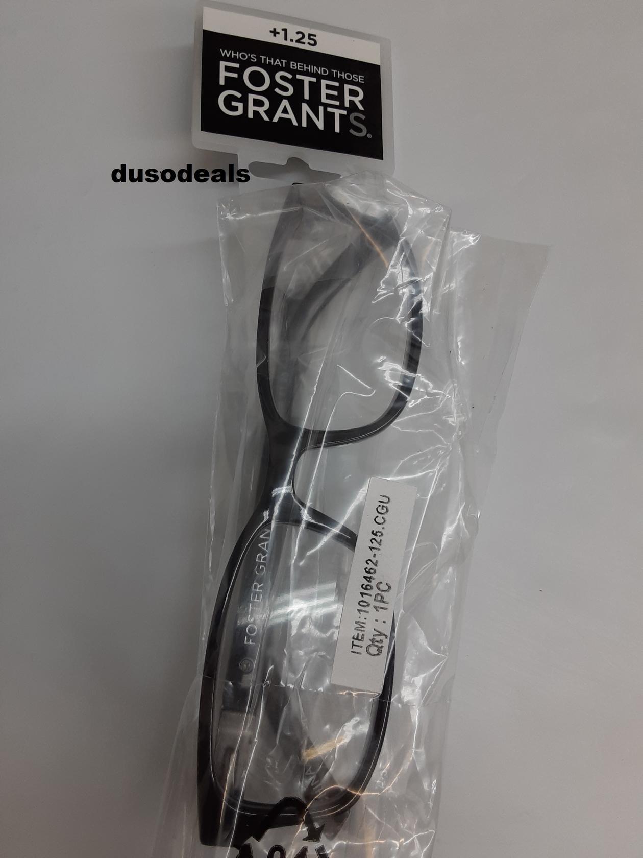 Foster Grants Unisex reading glasses; Boston; +1.25, Black