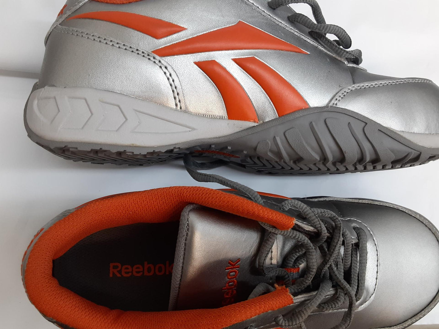 Reebok Womens Silver/Orange Leather Flash Sport Oxford Comp Toe 6.5wide