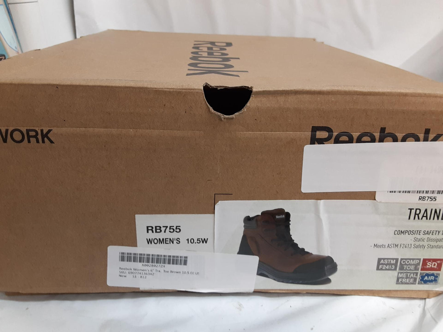 Reebok 6" Trainex Unisex: (M: 8.5Wide/W: 10.5Wide) Brown RB755, Comp Toe