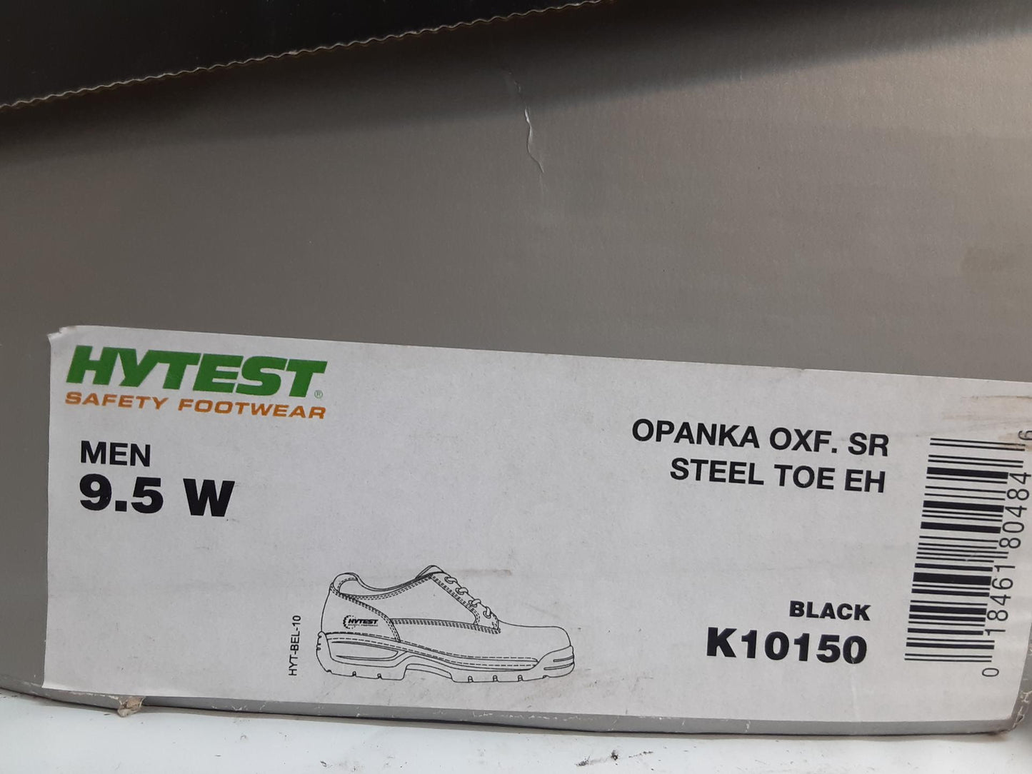 Hytest Safety Footwear, Black, Opanka Oxford Steel Toe- 9.5 Wide- Men-Preowned
