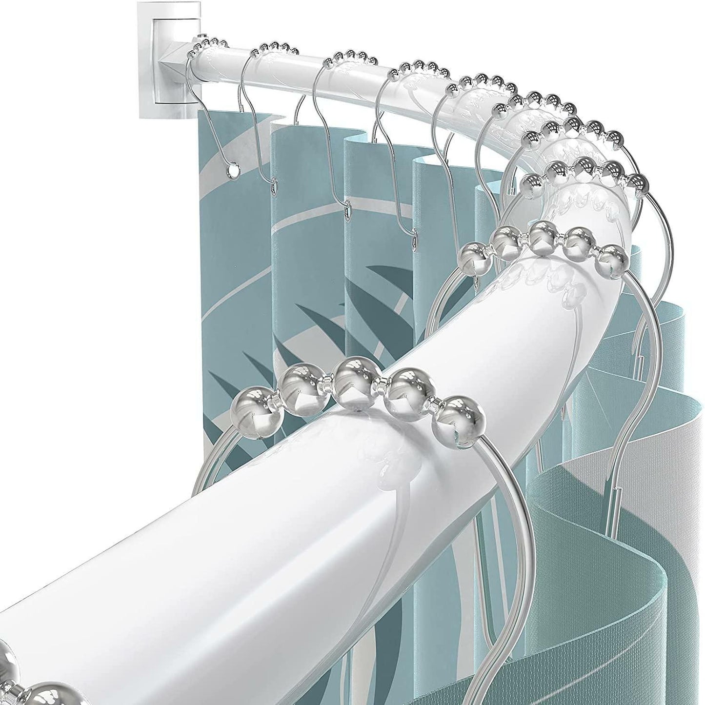 PrettyHome Adjustable Curved Shower Rod Expandable 38-72 Inches Telescoping