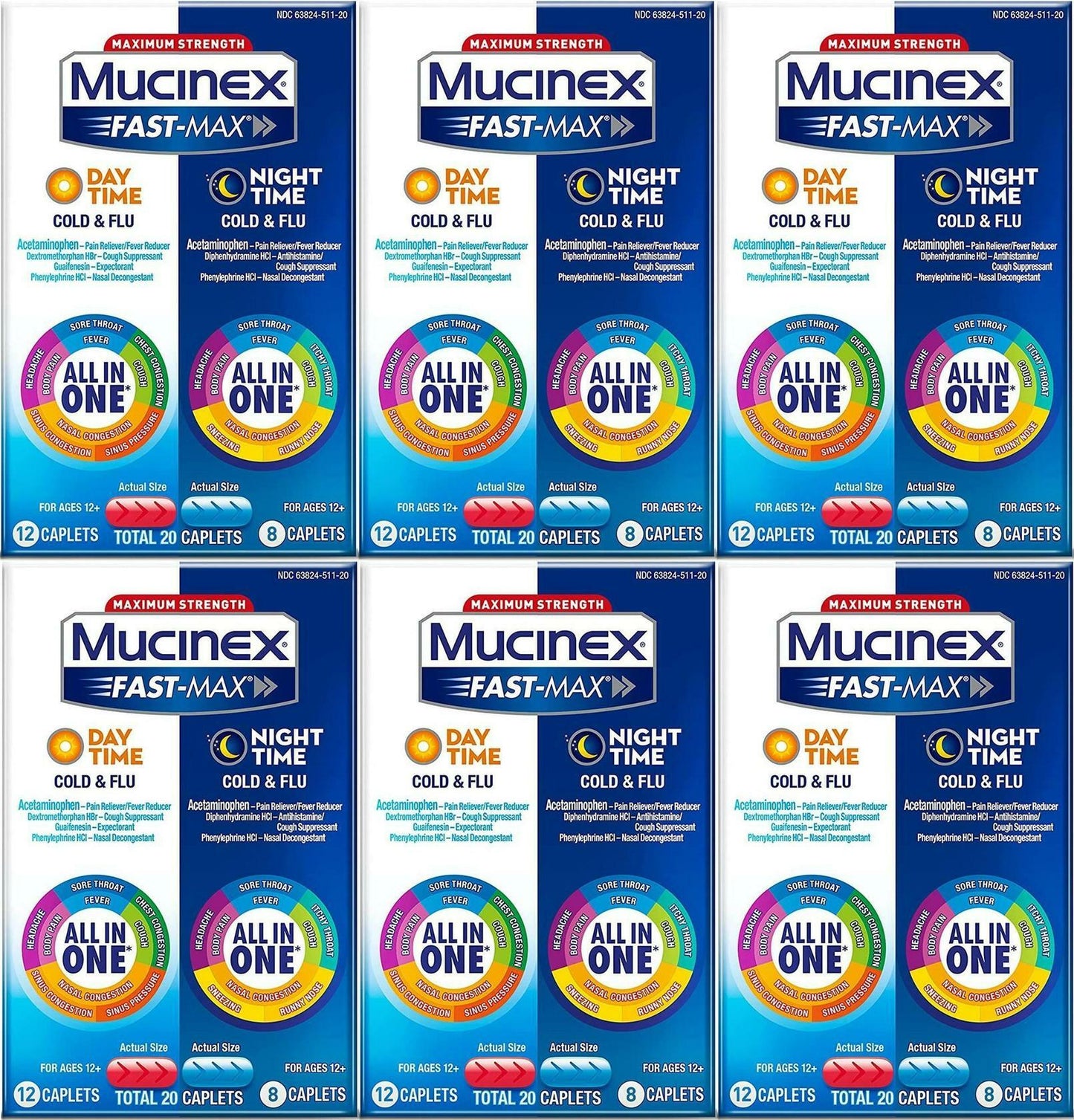 6pk of Mucinex Maximum Strength Fast-MAX Day & Night All-in-One 20ct EXP 11/22