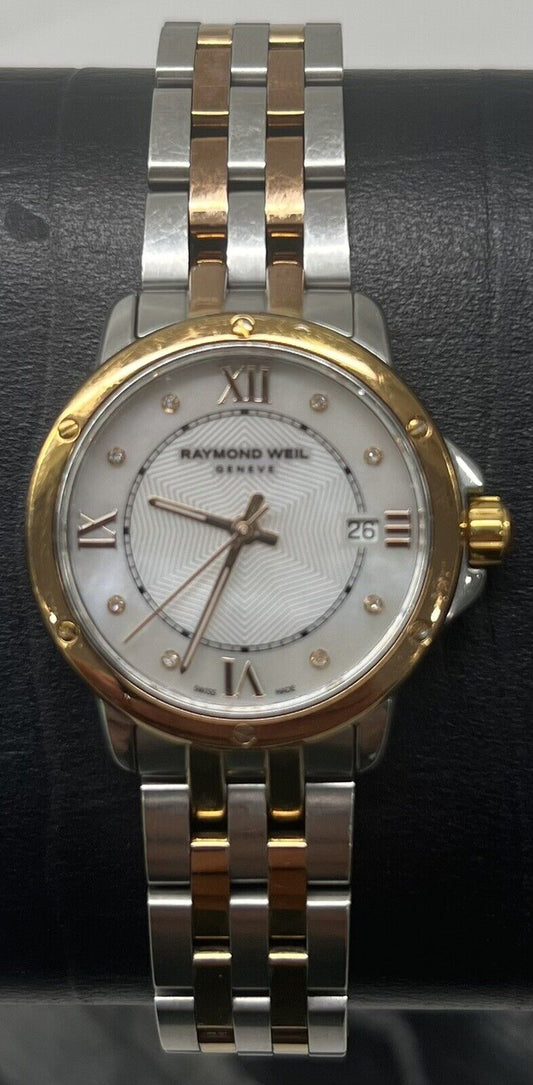 Raymond Weil Tango 5391-SB5-00995 Silver and Rose Gold Watch (MSRP $1,415)