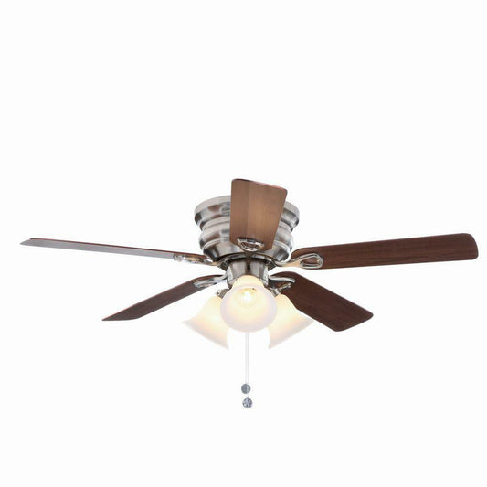 Home Ceiling Fan Light Kit 44 In. 5 Blades  No Nickel Finish Housing Cover AS IS