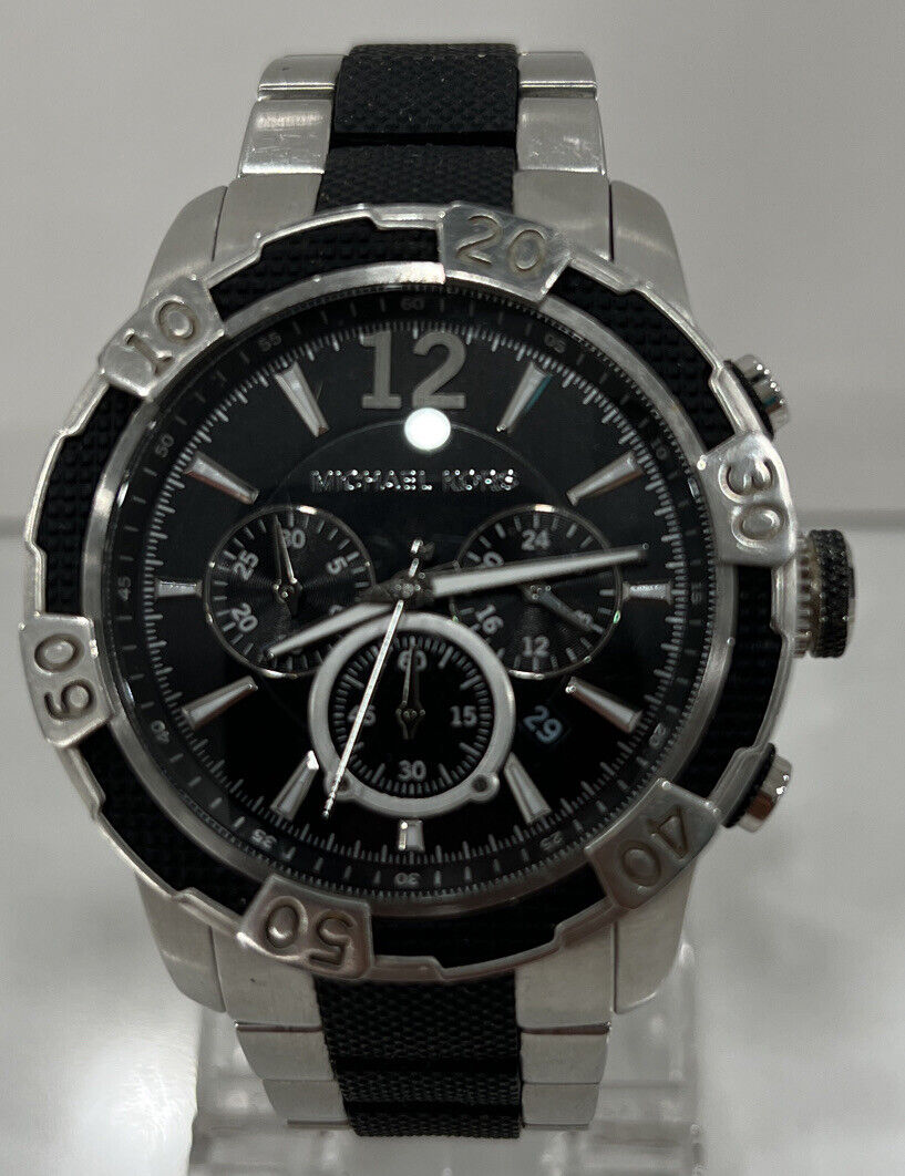 MICHAEL KORS MK-8199 45MM MEN'S CHRONOGRAPH w/DATE, 24 HR DIAL & 2 TONE BRACELET