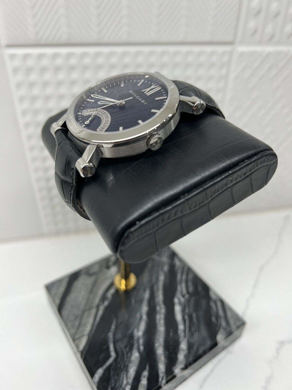 BVLGARI Automatic SOTIRIO BULGARI Black Dial Men's Watch Leather Band SB42BSLDR