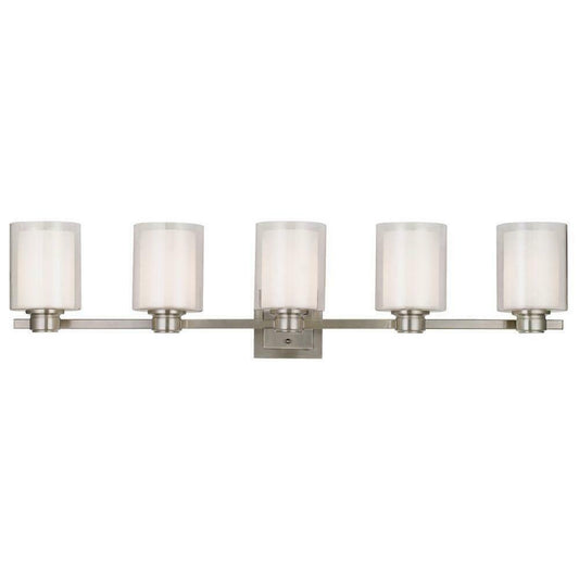Design House Oslo 44 in. W 5-Light Brushed Nickel One Broken Glass