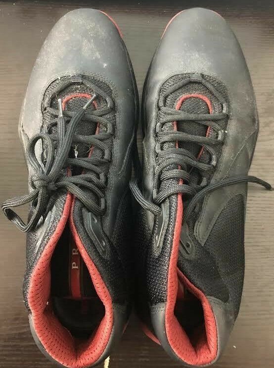 PRADA BLACK RED MEN'S SHOES SIZE 11 2871 4T