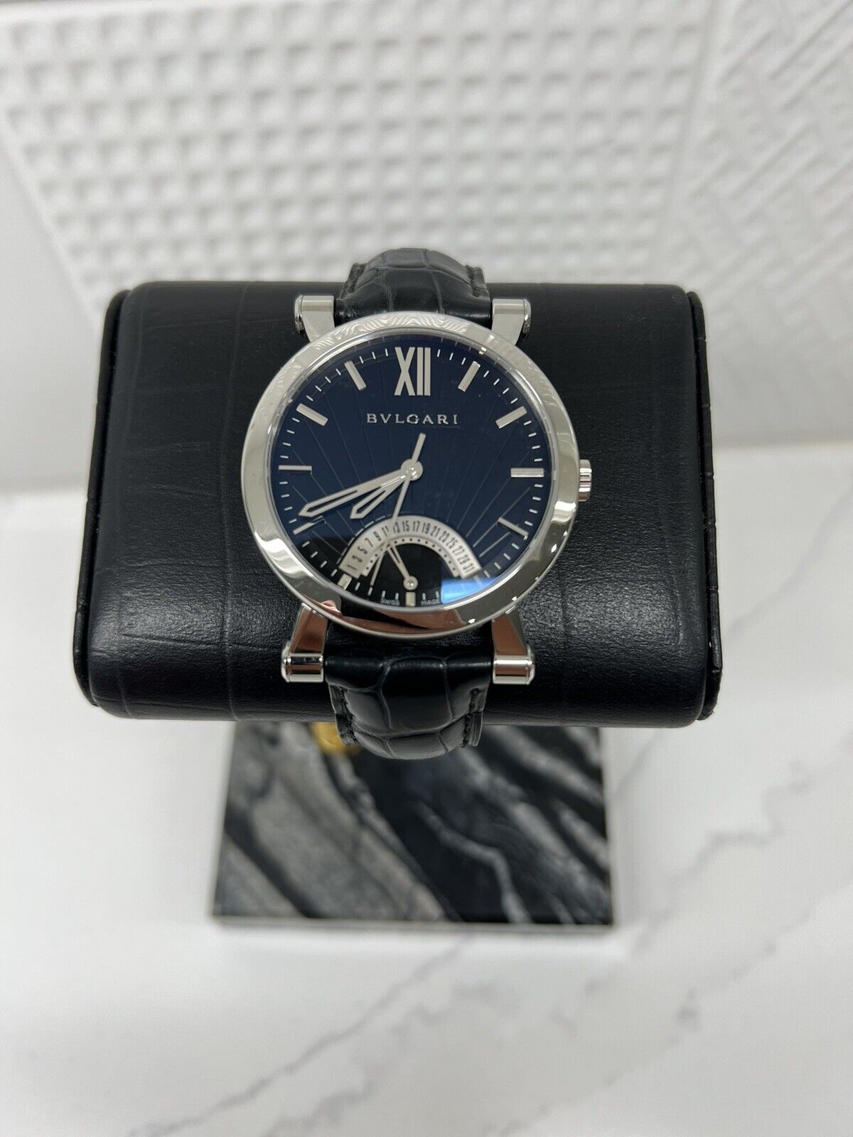 BVLGARI Automatic SOTIRIO BULGARI Black Dial Men's Watch Leather Band SB42BSLDR