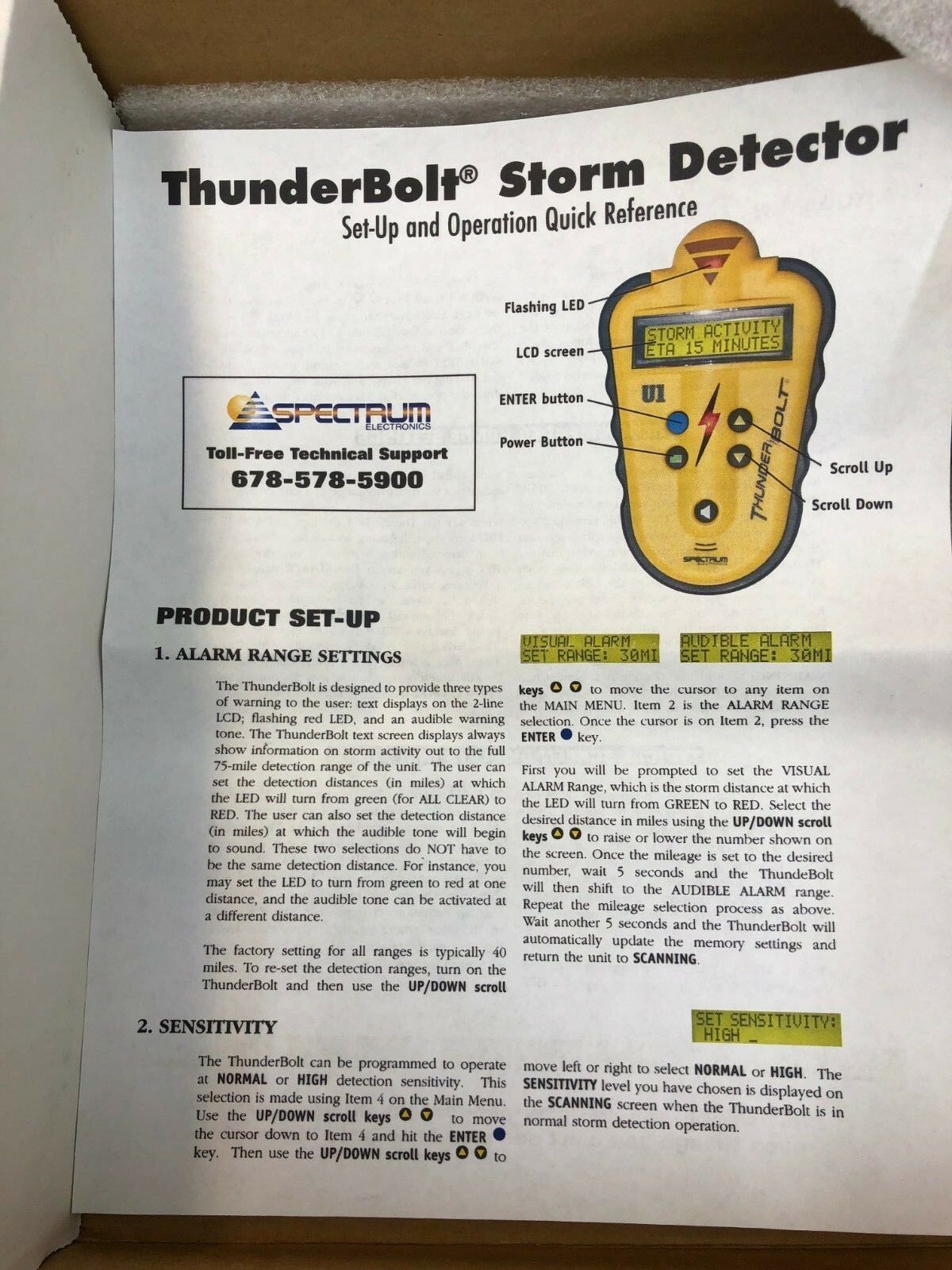 TB-U1B Thunderbolt U1 Portable Lightning Storm Detector Backlit