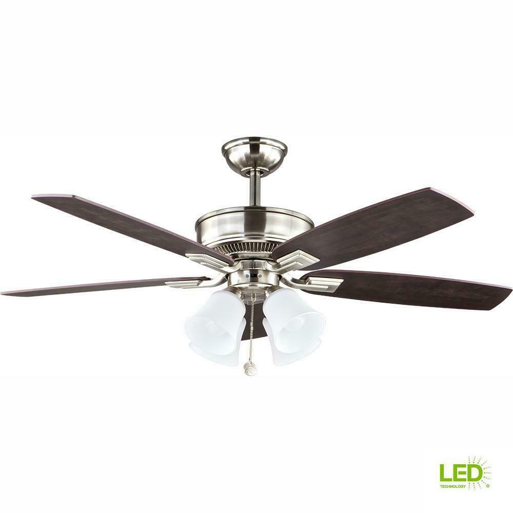Hampton Bay 52" Devron LED Brushed Nickel Fan w/Light Fan Blades with Scratches