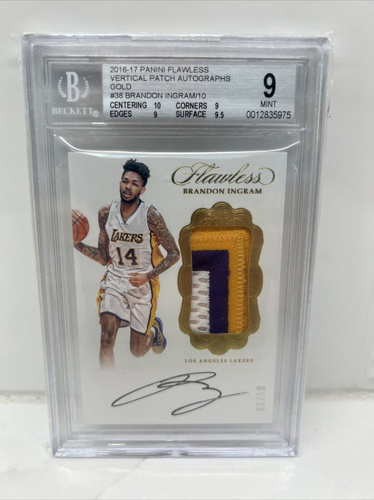 2016-17 Panini Flawless Brandon Ingram RPA Rookie lPatch 3 Color Auto /10