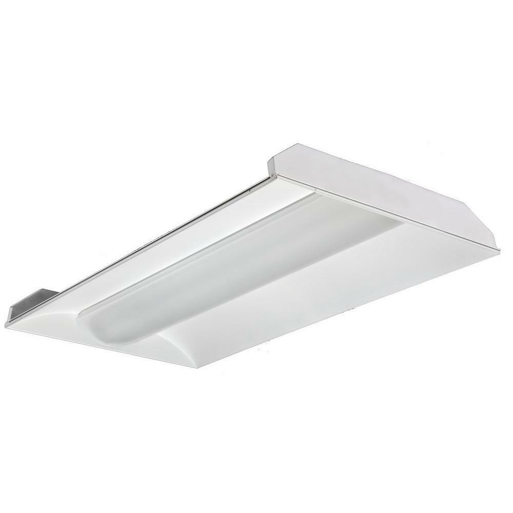 Lithonia Lighting 2 ft. x 4 ft. 2-Light White Volumetric T8 Fluorescent Troffer