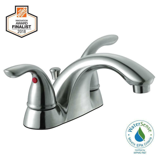 Glacier Bay Builders 4 in. 2-Handle Low-Arc Bath.Faucet in Brushed nic 247 368